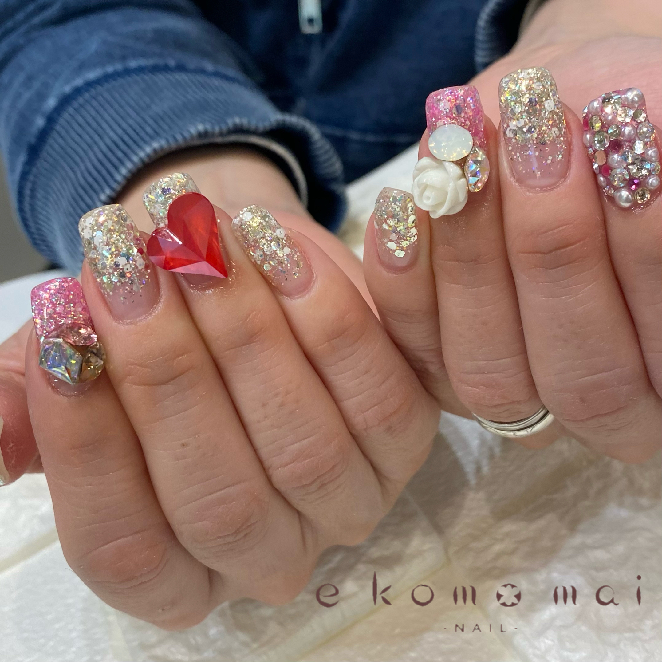 溝ノ口ネイルサロン　バレンタインネイル